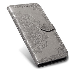 Funda de Cuero Cartera con Soporte Carcasa L02 para Xiaomi Mi Note 10 Lite Gris