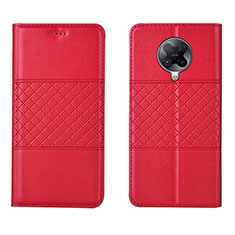 Funda de Cuero Cartera con Soporte Carcasa L02 para Xiaomi Poco F2 Pro Rojo