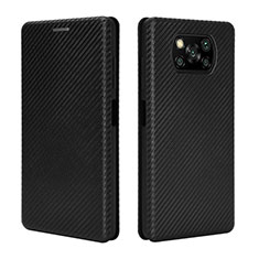 Funda de Cuero Cartera con Soporte Carcasa L02 para Xiaomi Poco X3 Pro Negro