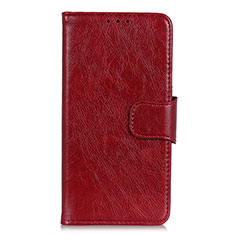 Funda de Cuero Cartera con Soporte Carcasa L02 para Xiaomi Redmi 9 Prime India Rojo