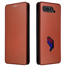 Funda de Cuero Cartera con Soporte Carcasa L02Z para Asus ROG Phone 5 Pro Marron