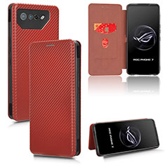 Funda de Cuero Cartera con Soporte Carcasa L02Z para Asus ROG Phone 7 Marron