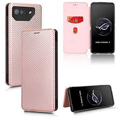 Funda de Cuero Cartera con Soporte Carcasa L02Z para Asus ROG Phone 7 Pro Oro Rosa