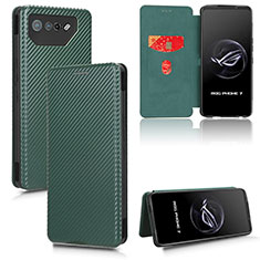 Funda de Cuero Cartera con Soporte Carcasa L02Z para Asus ROG Phone 7 Ultimate Verde