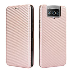 Funda de Cuero Cartera con Soporte Carcasa L02Z para Asus Zenfone 7 ZS670KS Oro Rosa