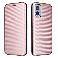 Funda de Cuero Cartera con Soporte Carcasa L02Z para Motorola Moto E22 Oro Rosa