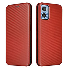 Funda de Cuero Cartera con Soporte Carcasa L02Z para Motorola Moto E22i Marron