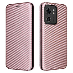 Funda de Cuero Cartera con Soporte Carcasa L02Z para Motorola Moto Edge (2023) 5G Oro Rosa