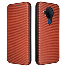 Funda de Cuero Cartera con Soporte Carcasa L02Z para Nokia 5.4 Marron