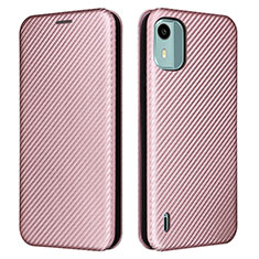 Funda de Cuero Cartera con Soporte Carcasa L02Z para Nokia C12 Plus Oro Rosa