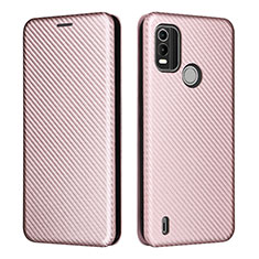 Funda de Cuero Cartera con Soporte Carcasa L02Z para Nokia C21 Plus Oro Rosa