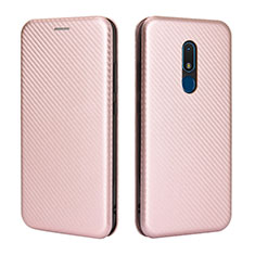 Funda de Cuero Cartera con Soporte Carcasa L02Z para Nokia C3 Oro Rosa