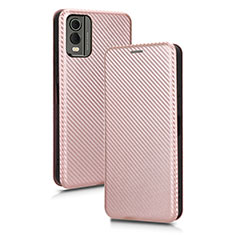 Funda de Cuero Cartera con Soporte Carcasa L02Z para Nokia C32 Oro Rosa