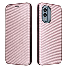 Funda de Cuero Cartera con Soporte Carcasa L02Z para Nokia X30 5G Oro Rosa