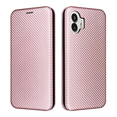 Funda de Cuero Cartera con Soporte Carcasa L02Z para Nothing Phone 2 Oro Rosa