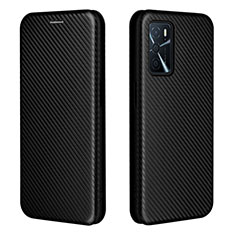 Funda de Cuero Cartera con Soporte Carcasa L02Z para Oppo A16 Negro