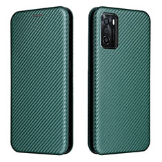 Funda de Cuero Cartera con Soporte Carcasa L02Z para Oppo A55S 5G Verde