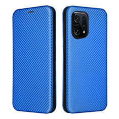 Funda de Cuero Cartera con Soporte Carcasa L02Z para Oppo Find X5 5G Azul