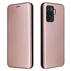 Funda de Cuero Cartera con Soporte Carcasa L02Z para Oppo Reno5 Lite Oro Rosa