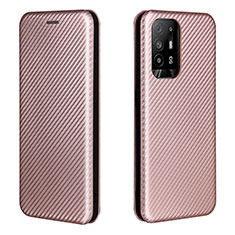 Funda de Cuero Cartera con Soporte Carcasa L02Z para Oppo Reno5 Z 5G Oro Rosa