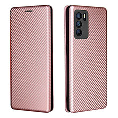 Funda de Cuero Cartera con Soporte Carcasa L02Z para Oppo Reno6 Pro 5G India Oro Rosa