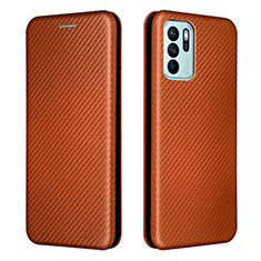 Funda de Cuero Cartera con Soporte Carcasa L02Z para Oppo Reno6 Z 5G Marron