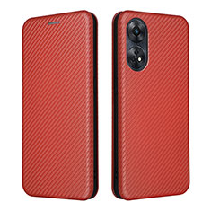 Funda de Cuero Cartera con Soporte Carcasa L02Z para Oppo Reno8 T 4G Marron