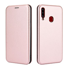 Funda de Cuero Cartera con Soporte Carcasa L02Z para Samsung Galaxy A20s Oro Rosa