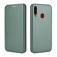 Funda de Cuero Cartera con Soporte Carcasa L02Z para Samsung Galaxy A20s Verde