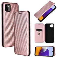 Funda de Cuero Cartera con Soporte Carcasa L02Z para Samsung Galaxy A22s 5G Oro Rosa