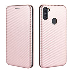 Funda de Cuero Cartera con Soporte Carcasa L02Z para Samsung Galaxy M11 Oro Rosa