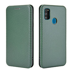 Funda de Cuero Cartera con Soporte Carcasa L02Z para Samsung Galaxy M21 Verde