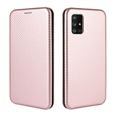 Funda de Cuero Cartera con Soporte Carcasa L02Z para Samsung Galaxy M51 Oro Rosa