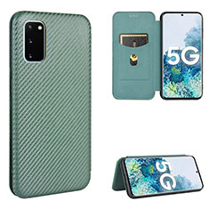 Funda de Cuero Cartera con Soporte Carcasa L02Z para Samsung Galaxy S20 FE (2022) 5G Verde