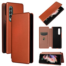 Funda de Cuero Cartera con Soporte Carcasa L02Z para Samsung Galaxy Z Fold3 5G Marron