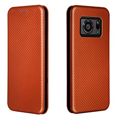 Funda de Cuero Cartera con Soporte Carcasa L02Z para Sharp Aquos R6 Marron