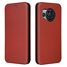 Funda de Cuero Cartera con Soporte Carcasa L02Z para Sharp Aquos R8 Marron