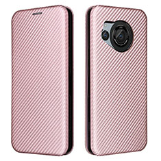 Funda de Cuero Cartera con Soporte Carcasa L02Z para Sharp Aquos R8 Oro Rosa