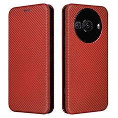 Funda de Cuero Cartera con Soporte Carcasa L02Z para Sharp Aquos R8 Pro Marron