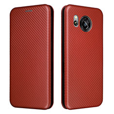 Funda de Cuero Cartera con Soporte Carcasa L02Z para Sharp Aquos Sense7 Plus Marron