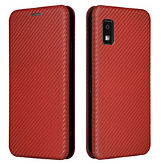 Funda de Cuero Cartera con Soporte Carcasa L02Z para Sharp Aquos wish3 Marron