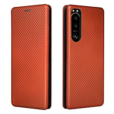 Funda de Cuero Cartera con Soporte Carcasa L02Z para Sony Xperia 5 III Marron