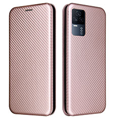 Funda de Cuero Cartera con Soporte Carcasa L02Z para Vivo iQOO 7 5G Oro Rosa