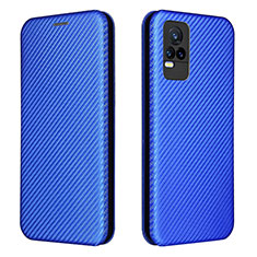 Funda de Cuero Cartera con Soporte Carcasa L02Z para Vivo V21e 4G Azul