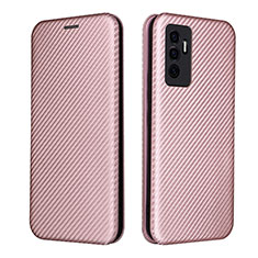 Funda de Cuero Cartera con Soporte Carcasa L02Z para Vivo V23e Oro Rosa