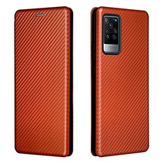 Funda de Cuero Cartera con Soporte Carcasa L02Z para Vivo X60 Pro 5G Marron