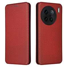 Funda de Cuero Cartera con Soporte Carcasa L02Z para Vivo X90 Pro+ Plus 5G Marron