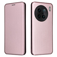 Funda de Cuero Cartera con Soporte Carcasa L02Z para Vivo X90 Pro+ Plus 5G Oro Rosa