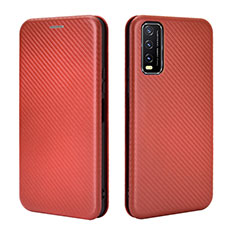 Funda de Cuero Cartera con Soporte Carcasa L02Z para Vivo Y20 (2021) Marron