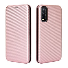 Funda de Cuero Cartera con Soporte Carcasa L02Z para Vivo Y20a Oro Rosa